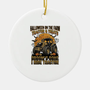 Adorno De Cerámica Camiseta de Tractor de Halloween Divertida Bruja d