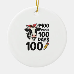 Adorno De Cerámica Camiseta de vaca de 100 días Diseño de escuela de 