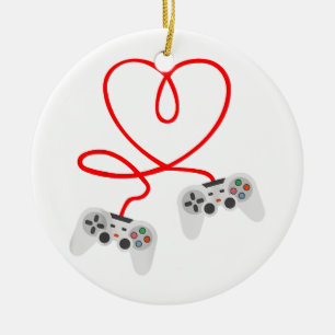Adorno De Cerámica Camiseta Día de San Valentín de videojuegos con co
