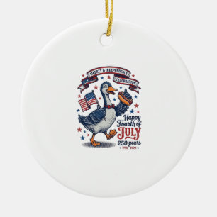 Adorno De Cerámica Camiseta Diseño de Ganso del Cuatro de Julio Vinta