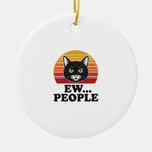 Adorno De Cerámica Camiseta divertida de gato negro Ew gente puesta d