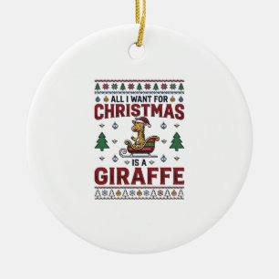 Adorno De Cerámica Camiseta divertida de Navidad Jirafa Trineo