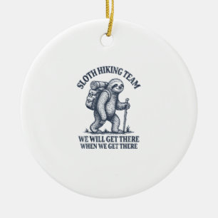 Adorno De Cerámica Camiseta divertida de perezoso haciendo senderismo