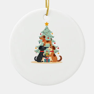 Adorno De Cerámica Camiseta divertida de perro de Navidad para hombre