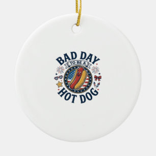 Adorno De Cerámica Camiseta Divertida Día Malo Hot Dog Patriótico 4 d
