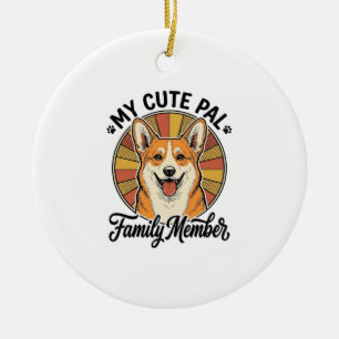 Adorno De Cerámica Camiseta Familia Corgi Diseño Vintage Amante Masco