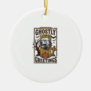 Adorno De Cerámica Camiseta Felicitaciones Fantasmales Grabado Vintag