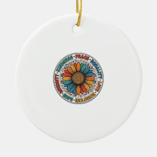 Adorno De Cerámica Camiseta Flor De Bondad Vintage Paz Igualdad_1