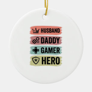 Adorno De Cerámica Camiseta geométrica Vintage Husband Daddy Gamer He