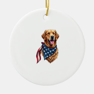 Adorno De Cerámica Camiseta grabada vintage americana de Golden Retri