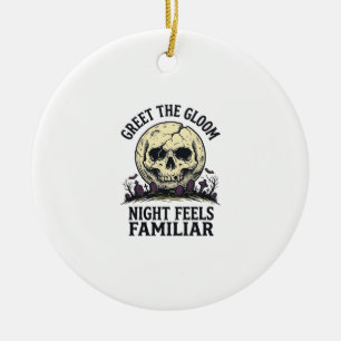 Adorno De Cerámica Camiseta gráfica de cráneo de luna espeluznante de