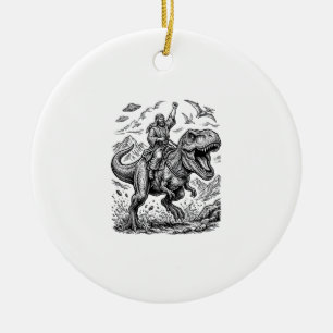 Adorno De Cerámica Camiseta gráfica de jinete de dinosaurio con graba