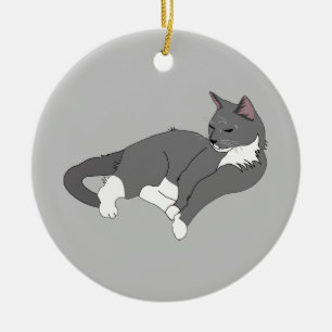 Adorno De Cerámica Camiseta grisácea y roja para gato
