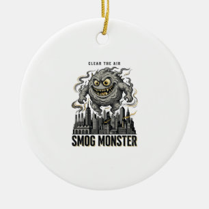Adorno De Cerámica Camiseta Monstruo de Smog Grabado Vintage Adverten