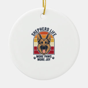 Adorno De Cerámica Camiseta Pastor Alemán Grabado Retro Amante Perros