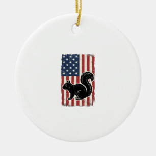 Adorno De Cerámica Camiseta Patriótica de Ardilla de Bandera American
