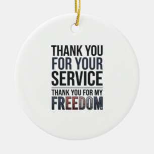Adorno De Cerámica Camiseta Patriótica de Veterano Gracias por mi Lib