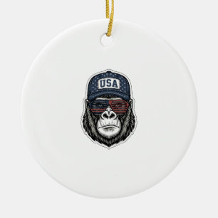 Adorno De Cerámica Camiseta Patriótica Gafas de Sol Gorilla Vintage U
