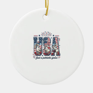 Adorno De Cerámica Camiseta Patriótica Ganso USA Vintage Cuatro de Ju