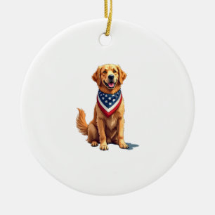 Adorno De Cerámica Camiseta Patriótica Vintage 4 de Julio para Golden