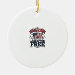 Adorno De Cerámica Camiseta Patriótica Vintage América Tierra De Los