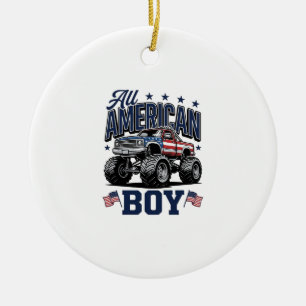 Adorno De Cerámica Camiseta Patriótica Vintage Camión Monstruo Niño A