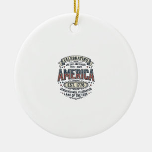 Adorno De Cerámica Camiseta Patriótica Vintage del 250 Aniversario de