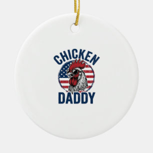Adorno De Cerámica Camiseta Patriótica Vintage Gallo Papá Pollo Desi