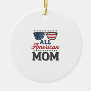Adorno De Cerámica Camiseta Patriótica Vintage Mamá Todo Americana_1