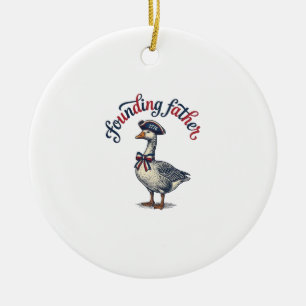 Adorno De Cerámica Camiseta Patriótica Vintage Padre Fundador Ganso D