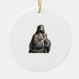 Adorno De Cerámica Camiseta religiosa de hombre orando con grabado vi