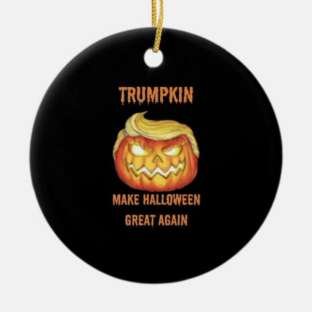 Adorno De Cerámica Camiseta, Trumpkin, clásico de Halloween (Frente)