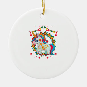 Adorno De Cerámica Camiseta Unicornio Cinco De Mayo Fiesta Mexicana D