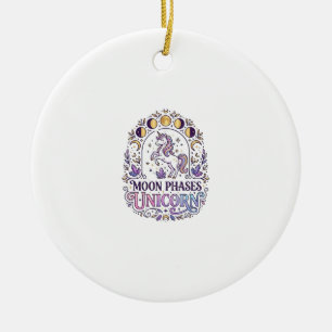 Adorno De Cerámica Camiseta Unicornio Fases Lunares Unicornio Fondo B