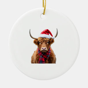 Adorno De Cerámica Camiseta vaquera de Navidad Boho Vaca de las Tierr