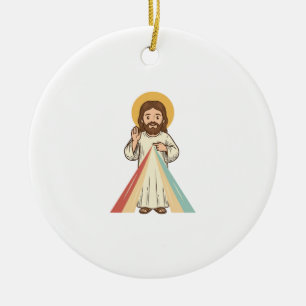 Adorno De Cerámica Camiseta Vectorial de Bendición Religiosa Vintage_