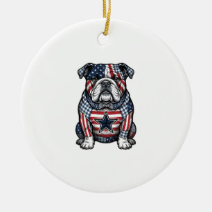 Adorno De Cerámica Camiseta Vectorial de Perro Bulldog Patriótico Vin