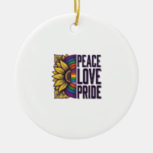 Adorno De Cerámica Camiseta Vectorial Flor Vintage Orgullo Amor Paz_1