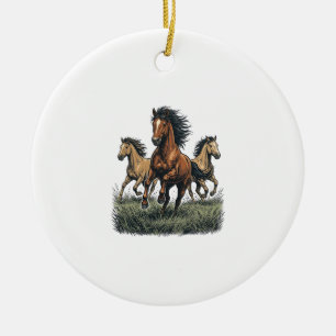 Adorno De Cerámica Camiseta Vectorial Western de Caballos Salvajes Co