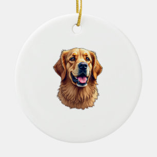 Adorno De Cerámica Camiseta Vintage Cara de Golden Retriever Patrióti