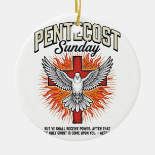 Adorno De Cerámica Camiseta Vintage Cruz Paloma Domingo de Pentecosté