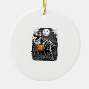 Adorno De Cerámica Camiseta Vintage de Calabaza de Esqueleto de Dinos