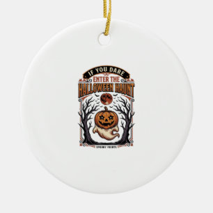 Adorno De Cerámica Camiseta Vintage de Halloween Calabaza Grabada Esp
