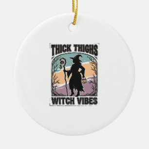 Adorno De Cerámica Camiseta Vintage de Halloween Vibraciones de Bruja