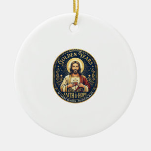 Adorno De Cerámica Camiseta Vintage de Jubilación de Jesús Cristiana
