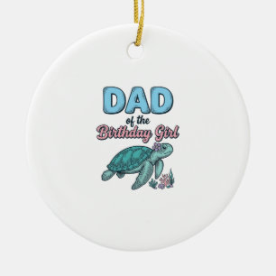Adorno De Cerámica Camiseta Vintage de Papá de la Cumpleañera Tortuga