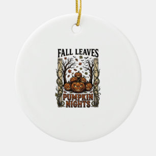 Adorno De Cerámica Camiseta Vintage Pumpkin Otoño Hojas Espeluznante 