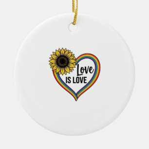 Adorno De Cerámica Camiseta Vintage Vector Corazón de Girasol Amor Es