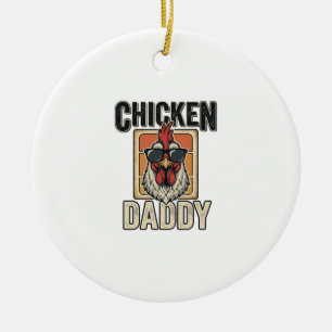Adorno De Cerámica Camiseta Vintage Vector de Gallo Divertido Papá Po
