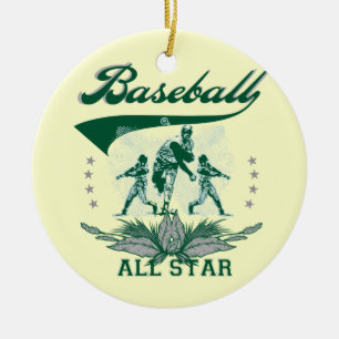 Adorno De Cerámica Camisetas y regalos de béisbol estrella verde